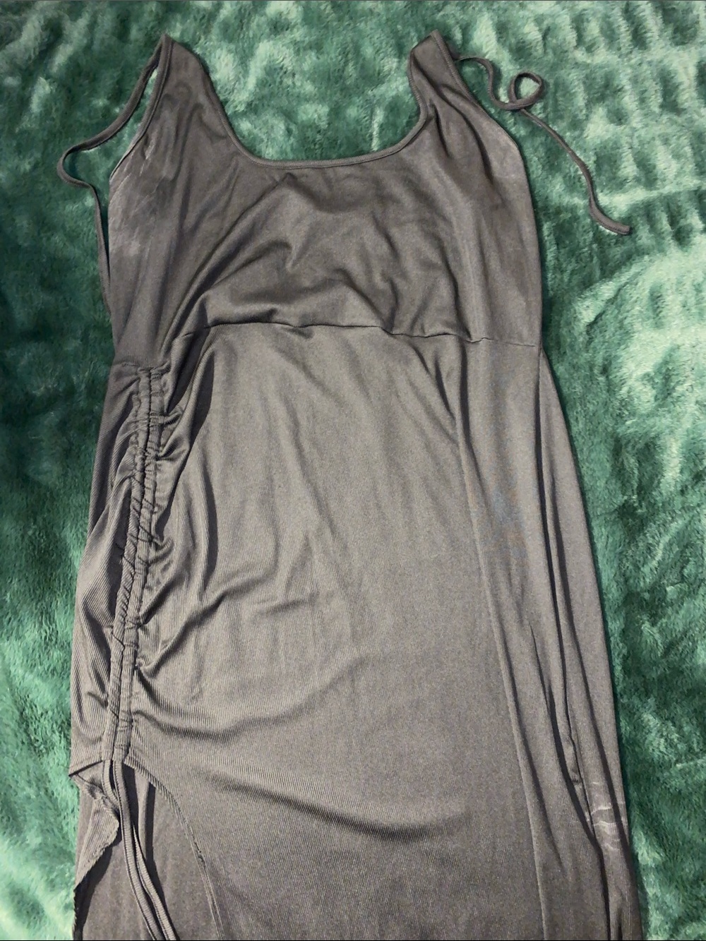 Cider Black Scoop Tank Dress with Side Ruching